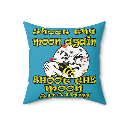 shoot the moon again - Faux Suede Square Pillow - (turquoise)