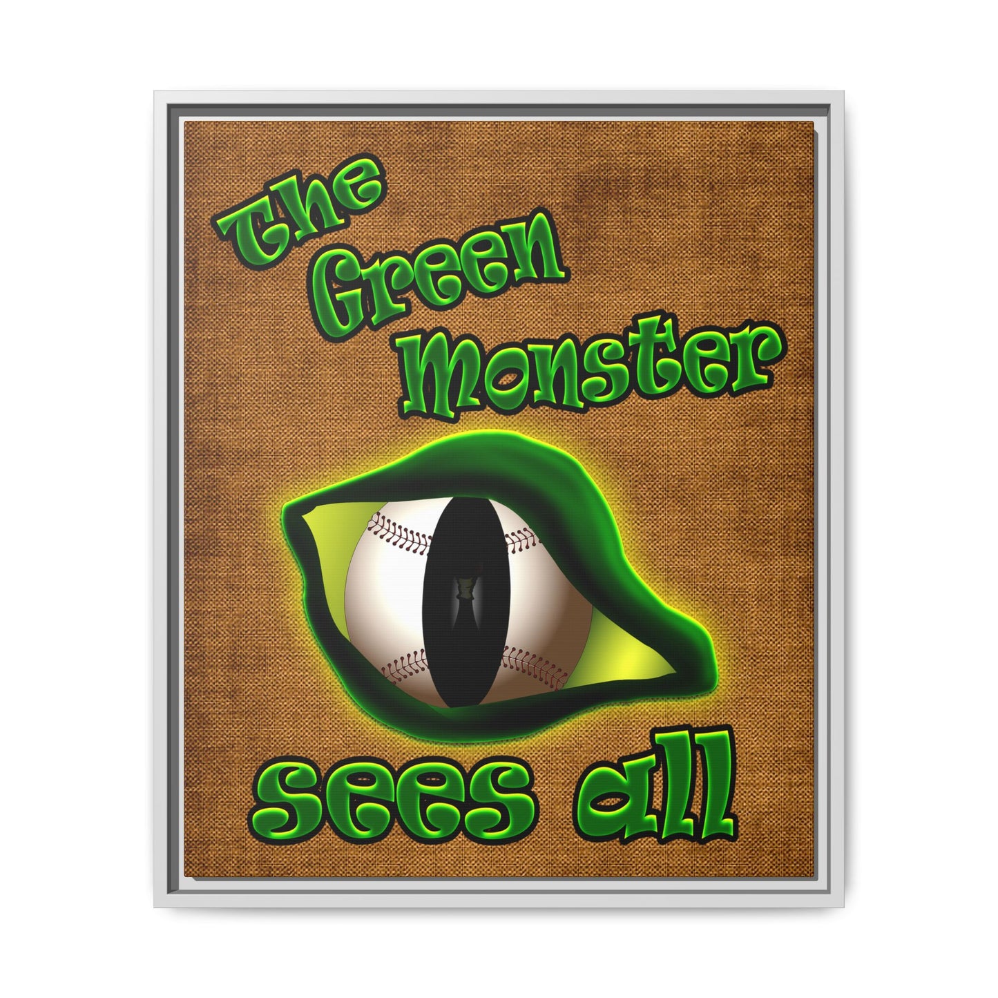 green monster - framed canvas art (brown papyrus)