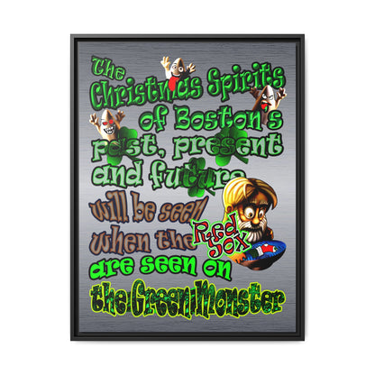 christmas spirits of boston - framed canvas art (brushed nickel)