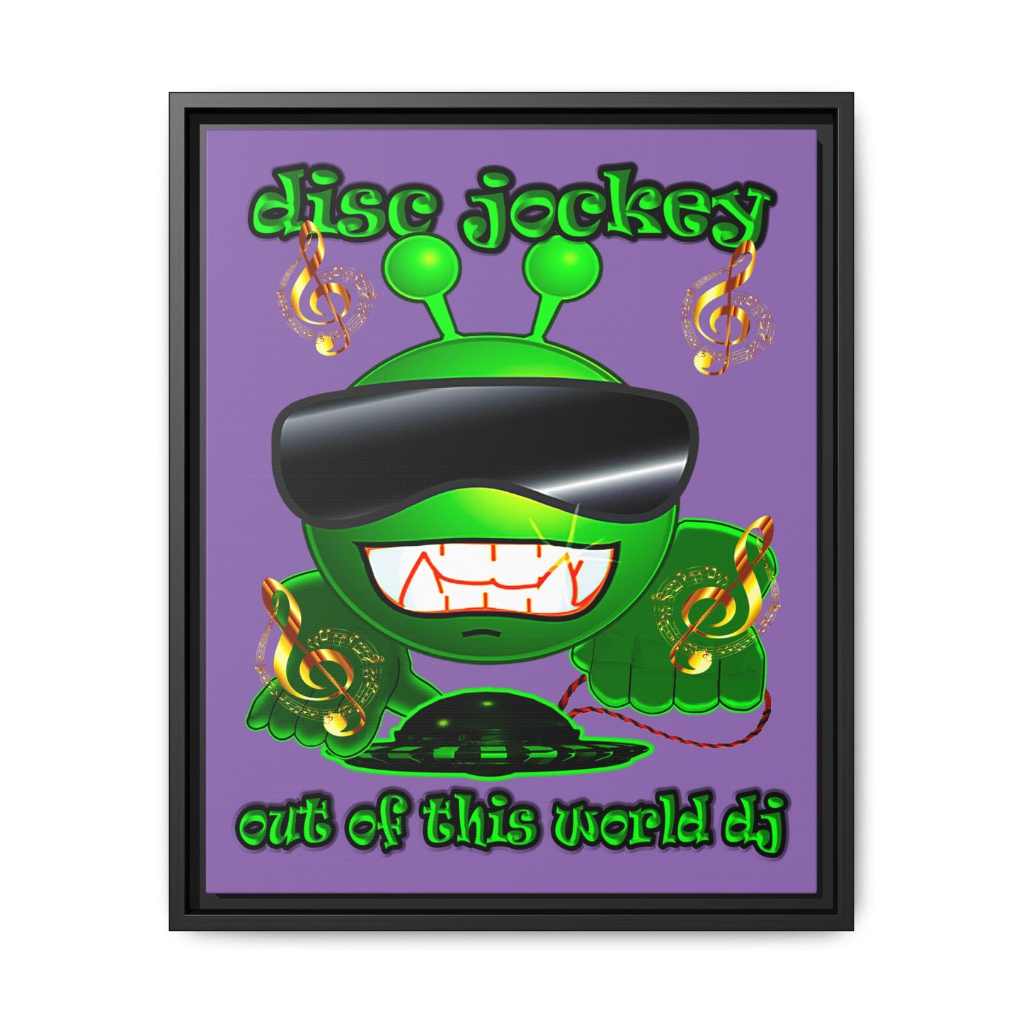 disc jockey - framed canvas art (light purple)