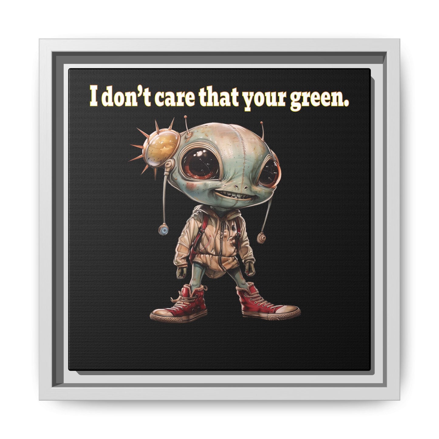 I don't care that your green - framed canvas art (black)
