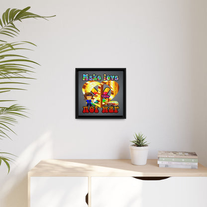 love peace - framed canvas art (grey-light grey)