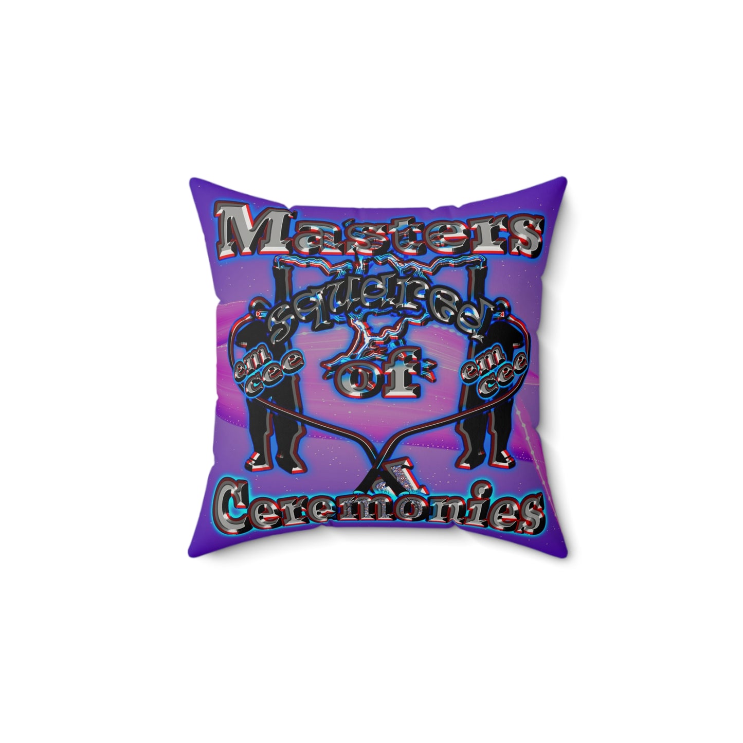em cee squared - Faux Suede Square Pillow - (purple-pink wave)
