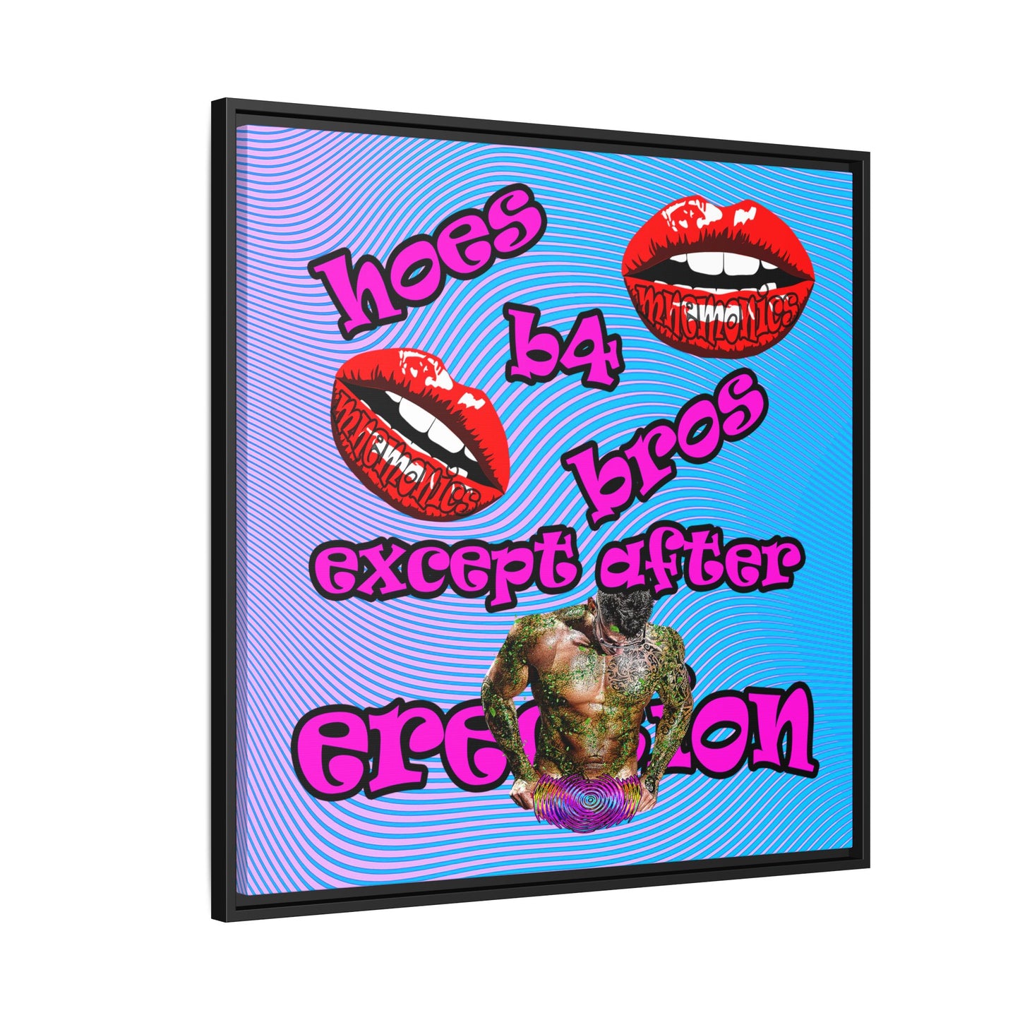 hoes b4 bros - framed canvas art (light blue-purple wave)
