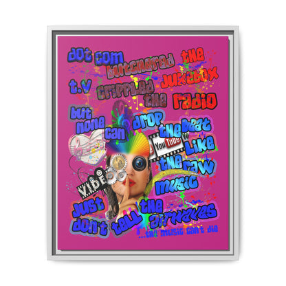 drop the beat - framed canvas art (pink)