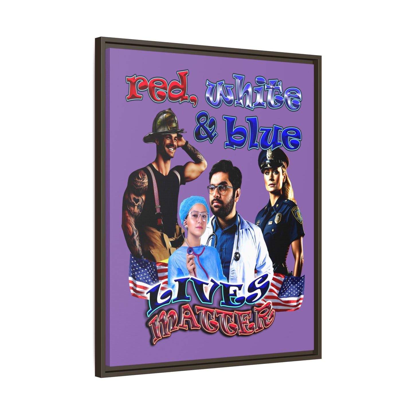 rw&b lives matter - framed canvas art (light purple)