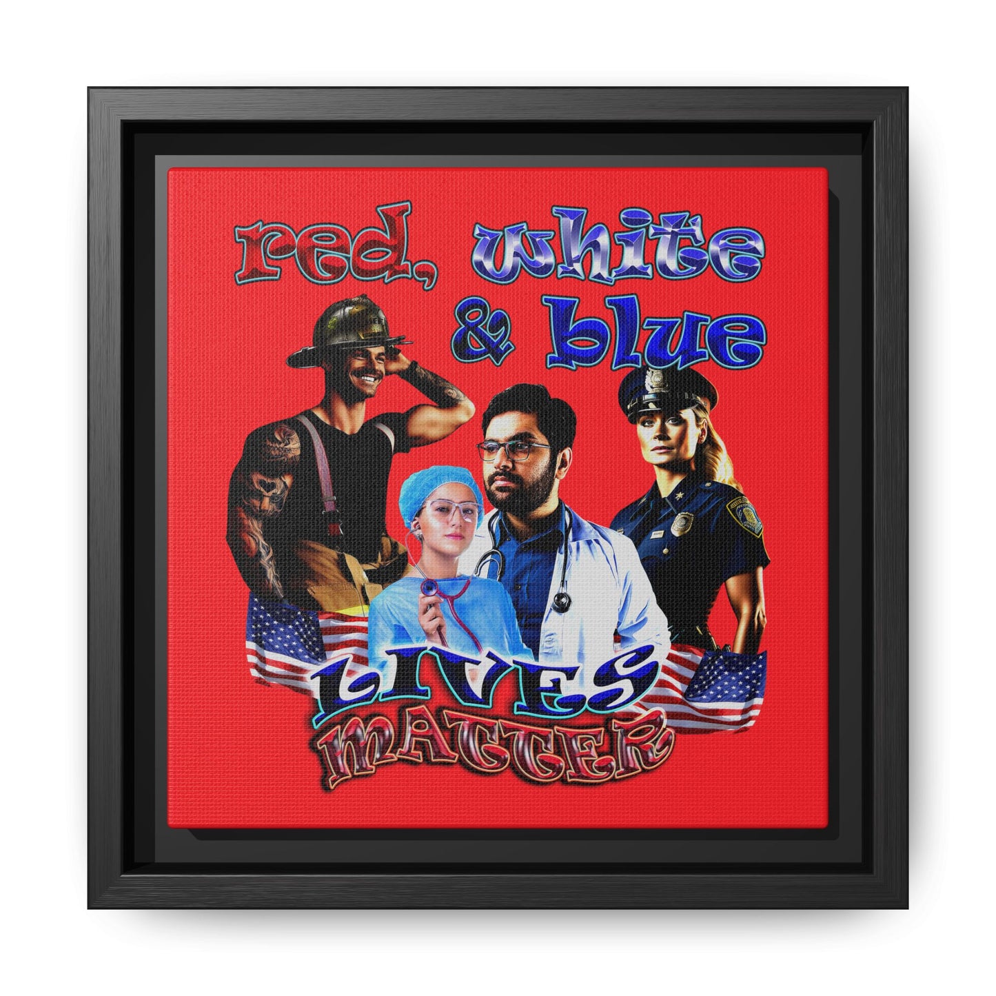 rw&b lives matter - framed canvas art (red)