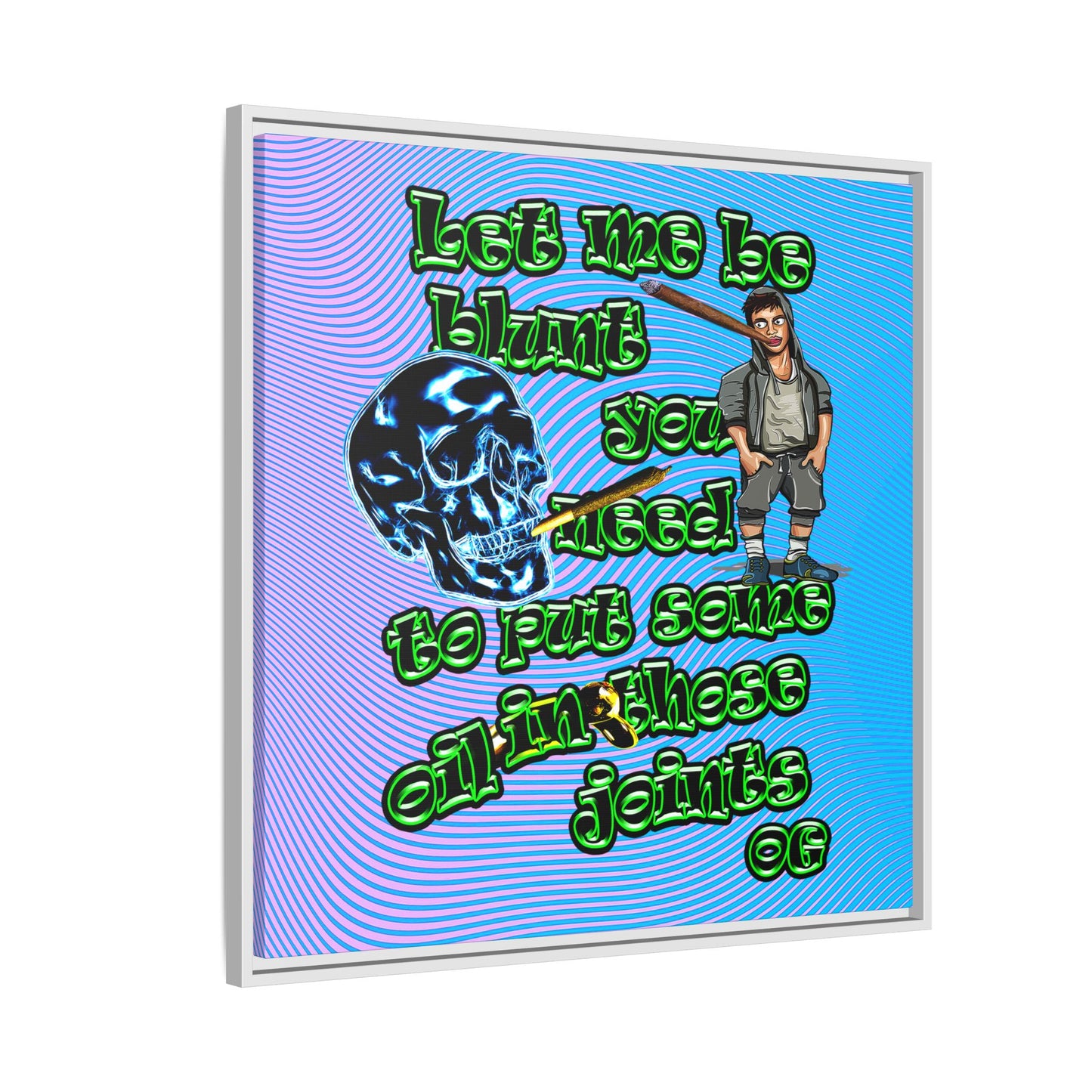 og - framed canvas art (light blue-purple wave)