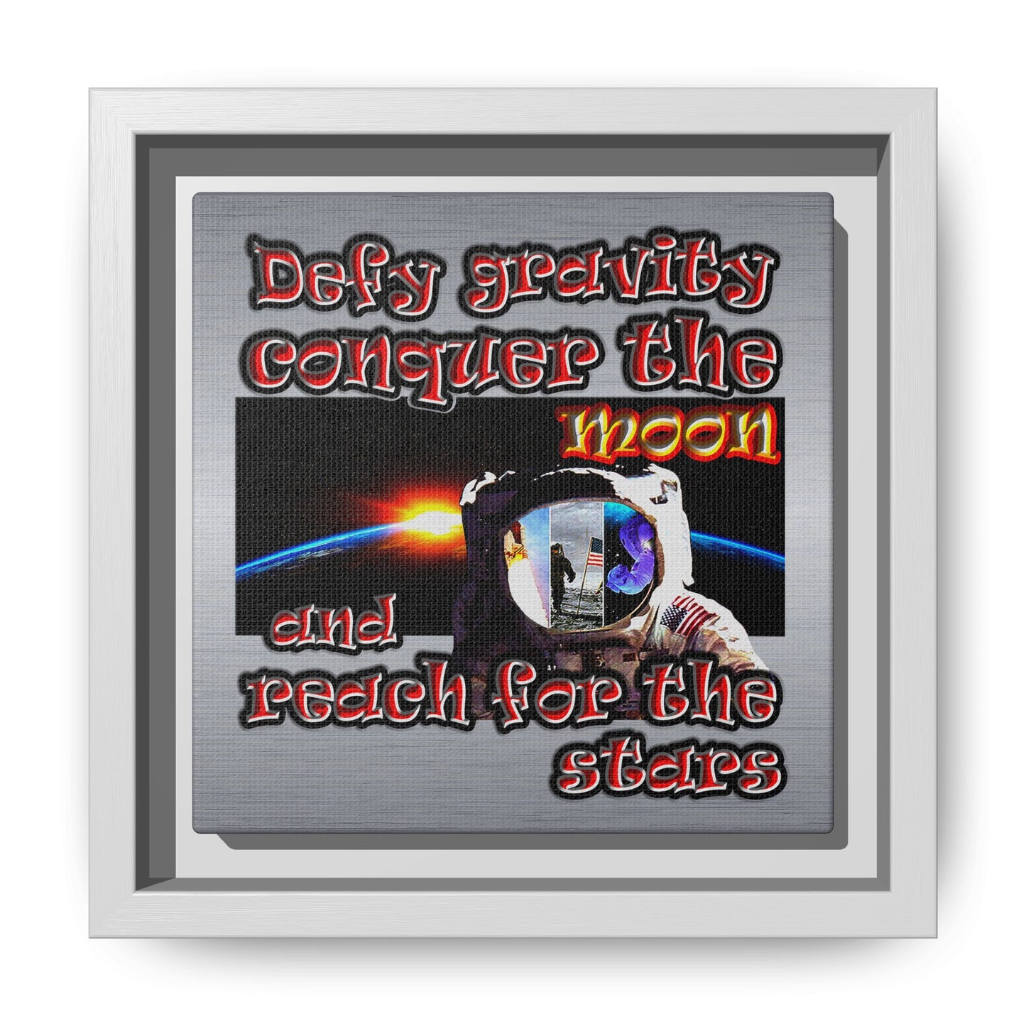 defy conquer reach - framed canvas art (brushed nickel)