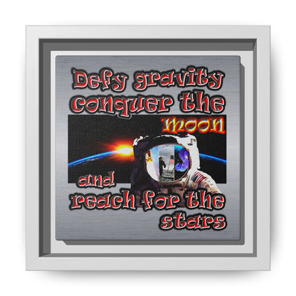 defy conquer reach - framed canvas art (brushed nickel)