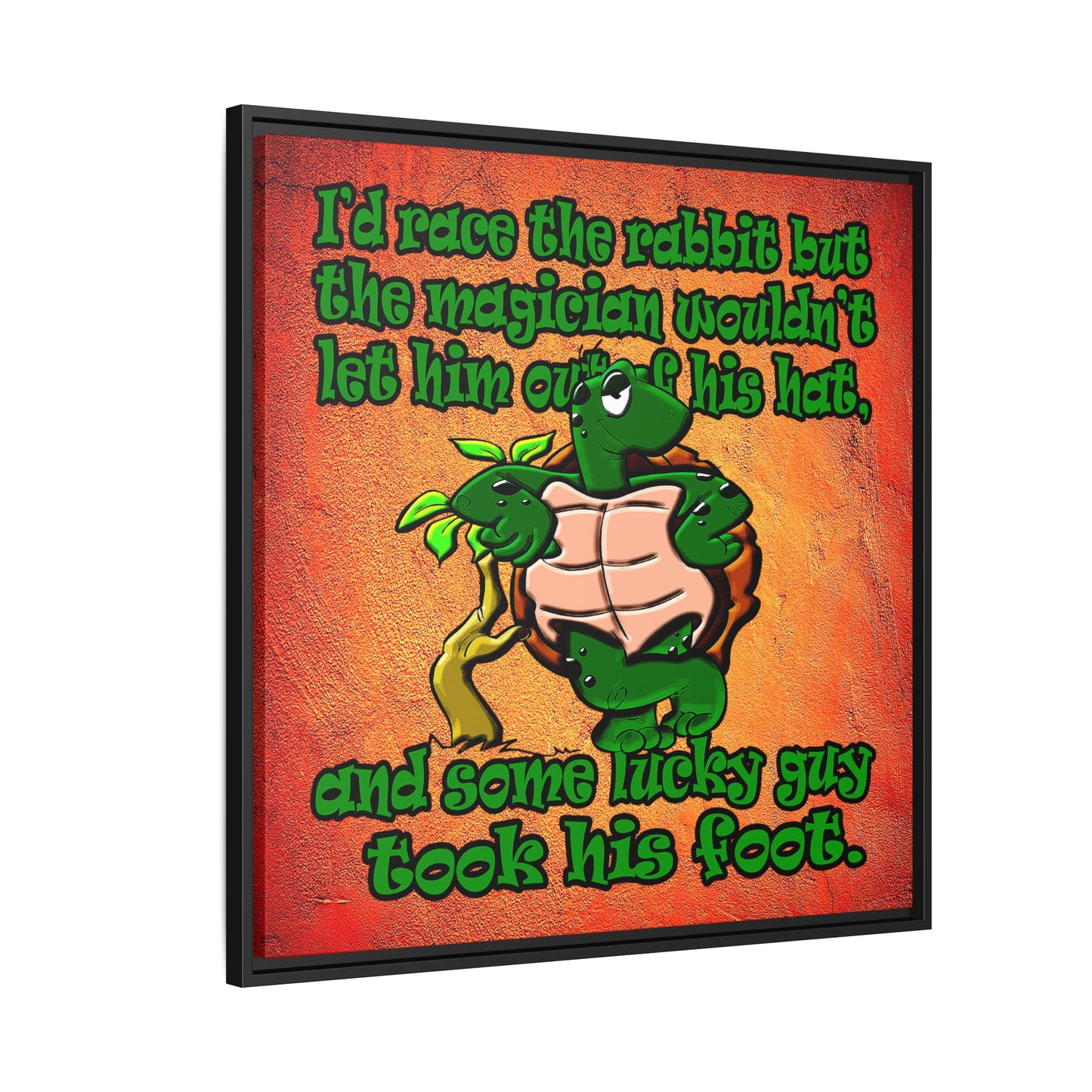 turtle race - framed canvas art (burnt orange)