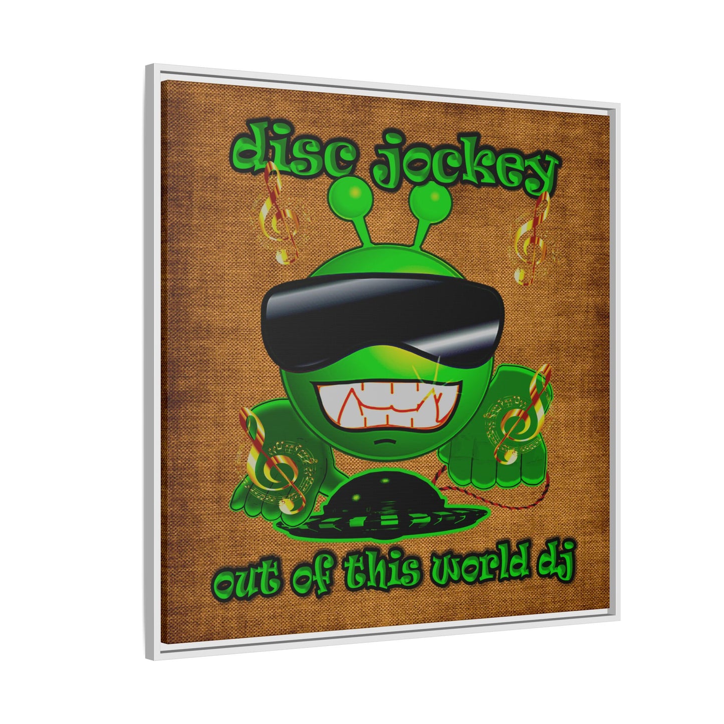 disc jockey - framed canvas art (brown papyrus)