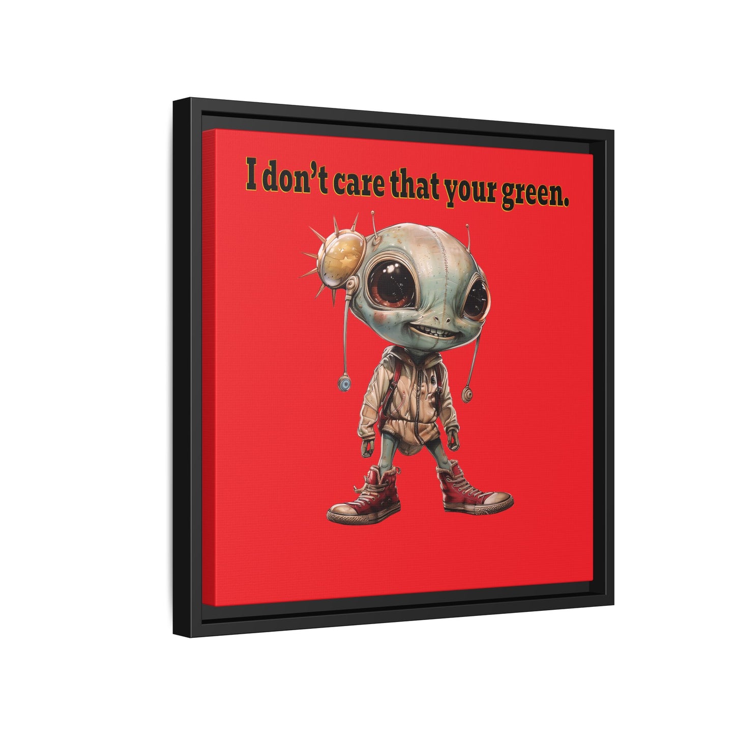 I don't care that your green - framed canvas art (red)