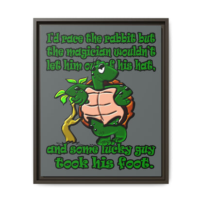 turtle race - framed canvas art (dark grey)