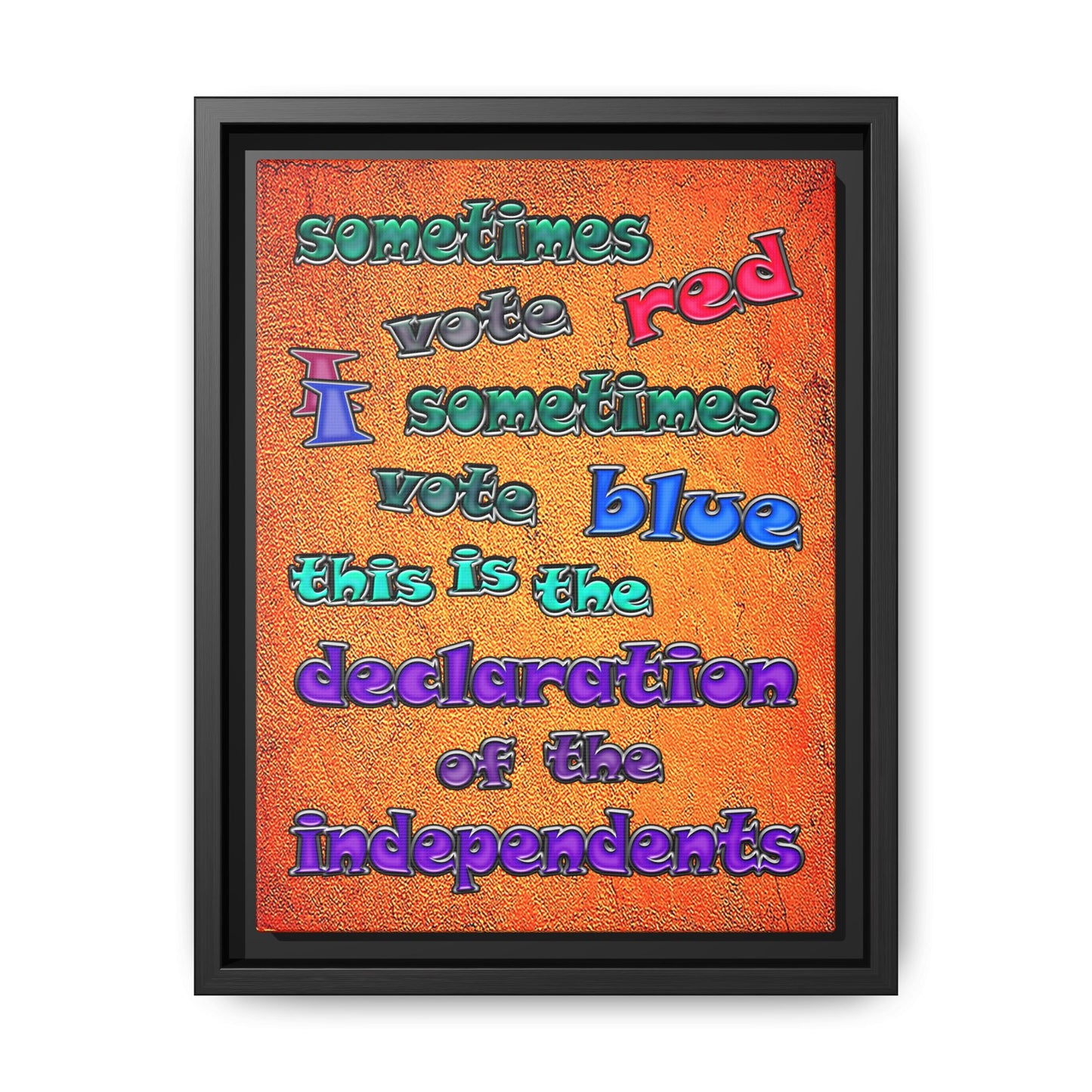 declaration of the independents - framed canvas art (burnt orange)