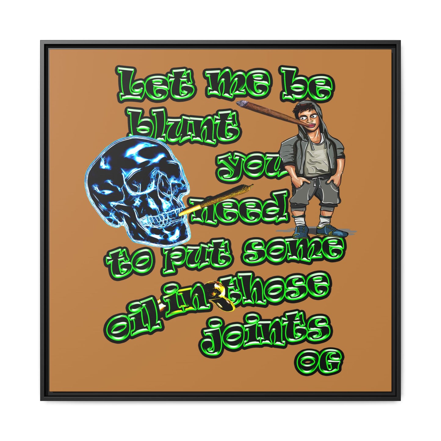 og - framed canvas art (light brown)