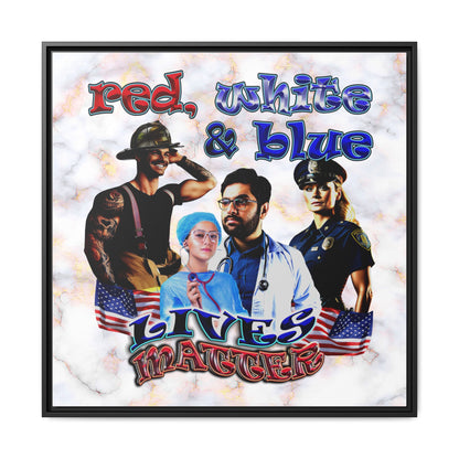 rw&b lives matter - framed canvas art (white marble)