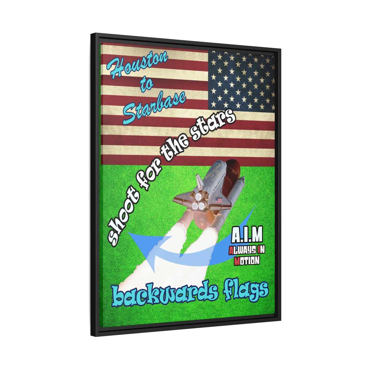 shoot for the stars - framed canvas art (green turf)