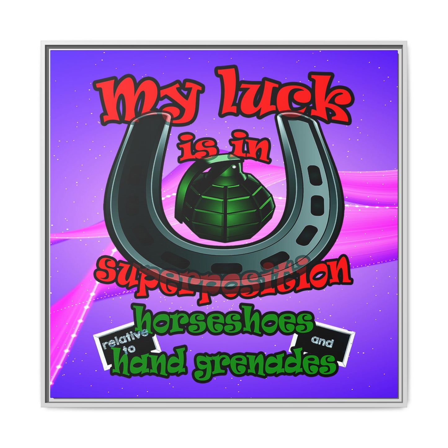 my luck - framed canvas art (purple-pink wave)