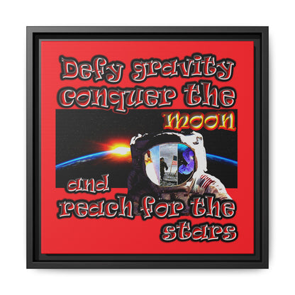 defy conquer reach - framed canvas art (red)