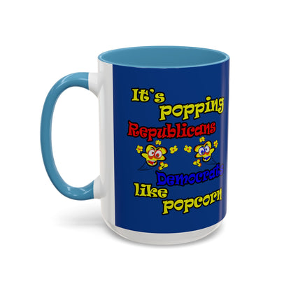 popping like popcorn - Accent Mug (dark blue)