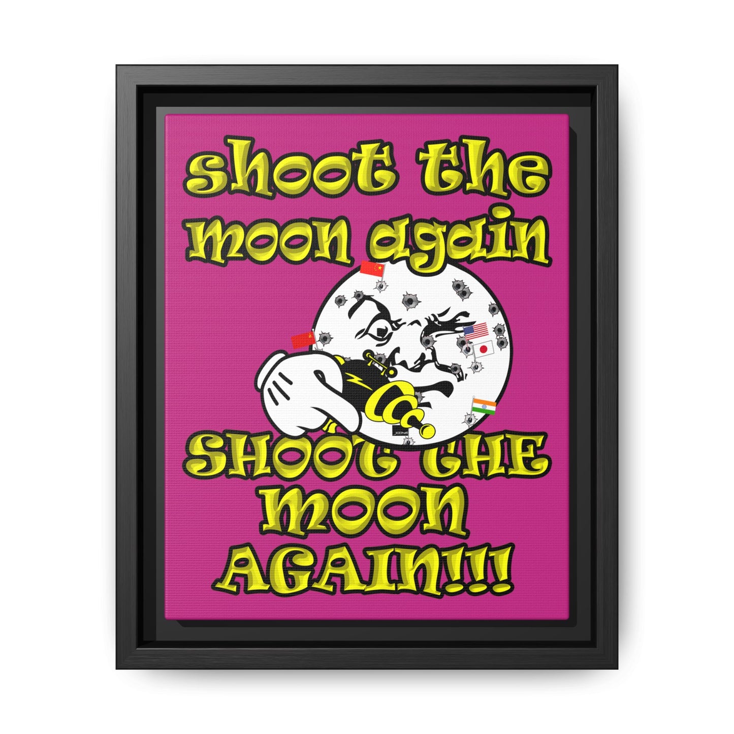 shoot the moon again - framed canvas art (pink)