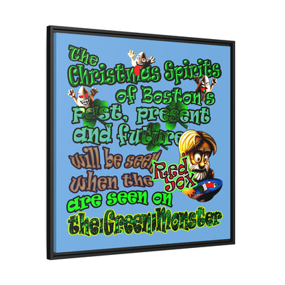christmas spirits of boston - framed canvas art (light blue)