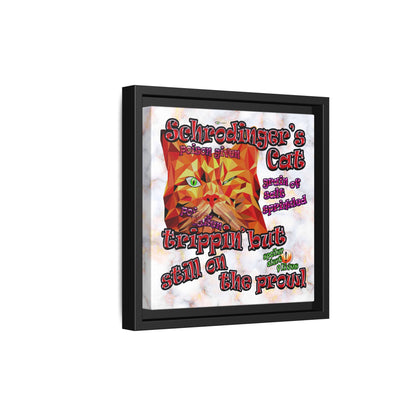 schrodinger's cat - framed canvas art (white marble)