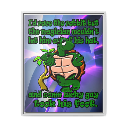 turtle race - framed canvas art (grey-pink wave)