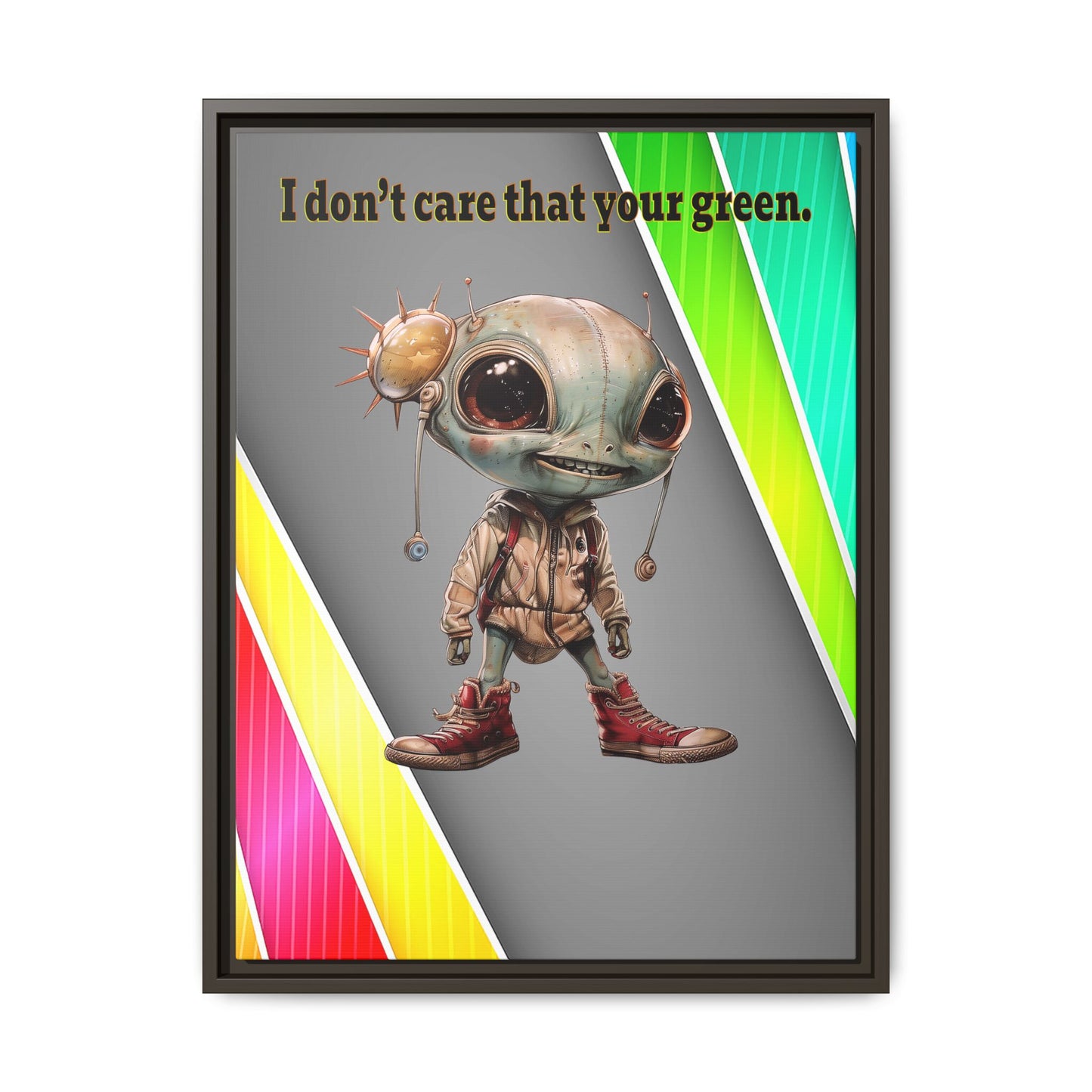 I don't care that your green - framed canvas art (rainbow split)