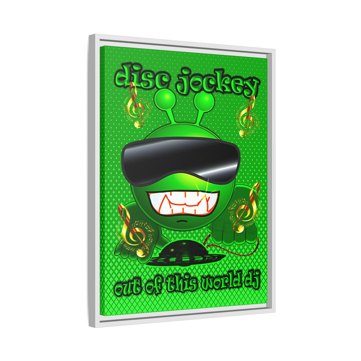 disc jockey - framed canvas art (logo green)
