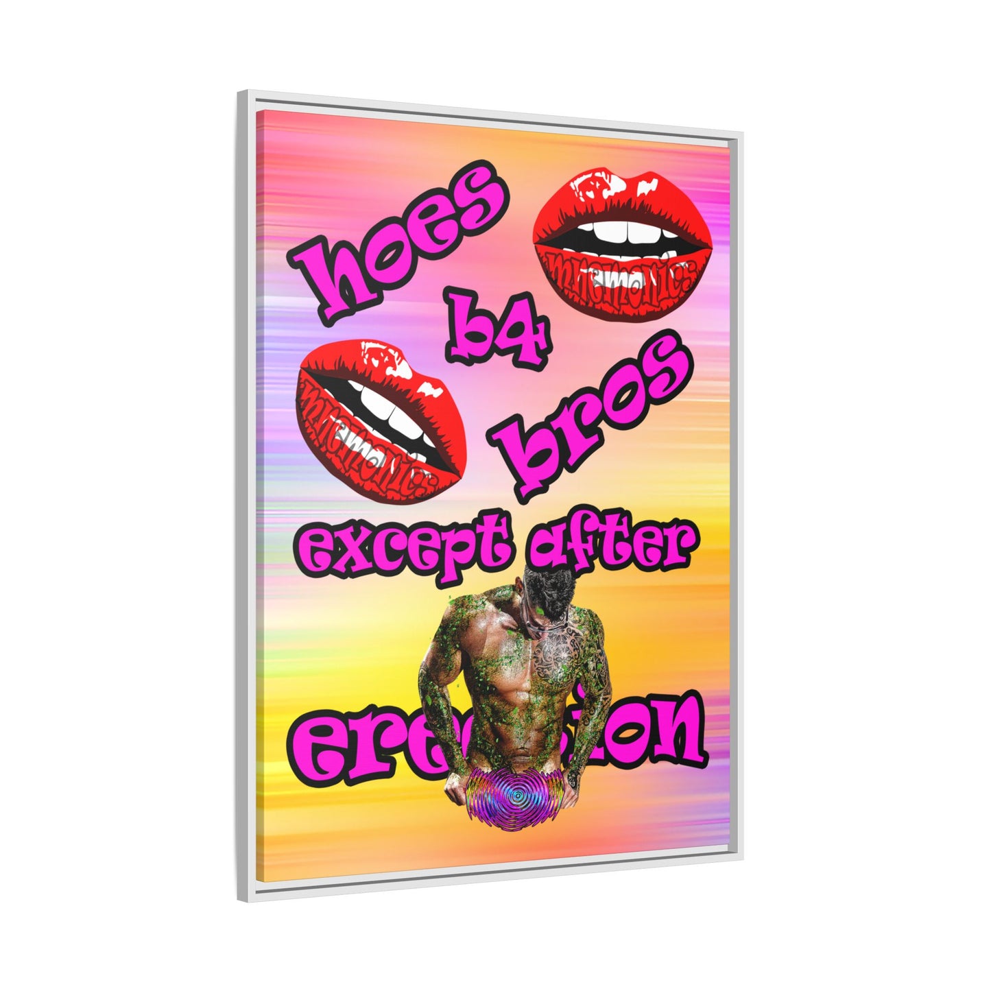 hoes b4 bros - framed canvas art (color blur)