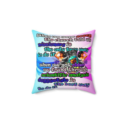doggystyle - Faux Suede Square Pillow - (light blue-pink wave)