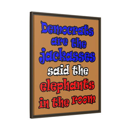 donkeys and elephants - framed canvas art (light brown)