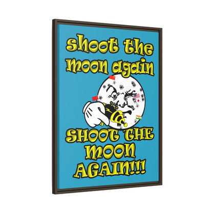 shoot the moon again - framed canvas art (turquoise)