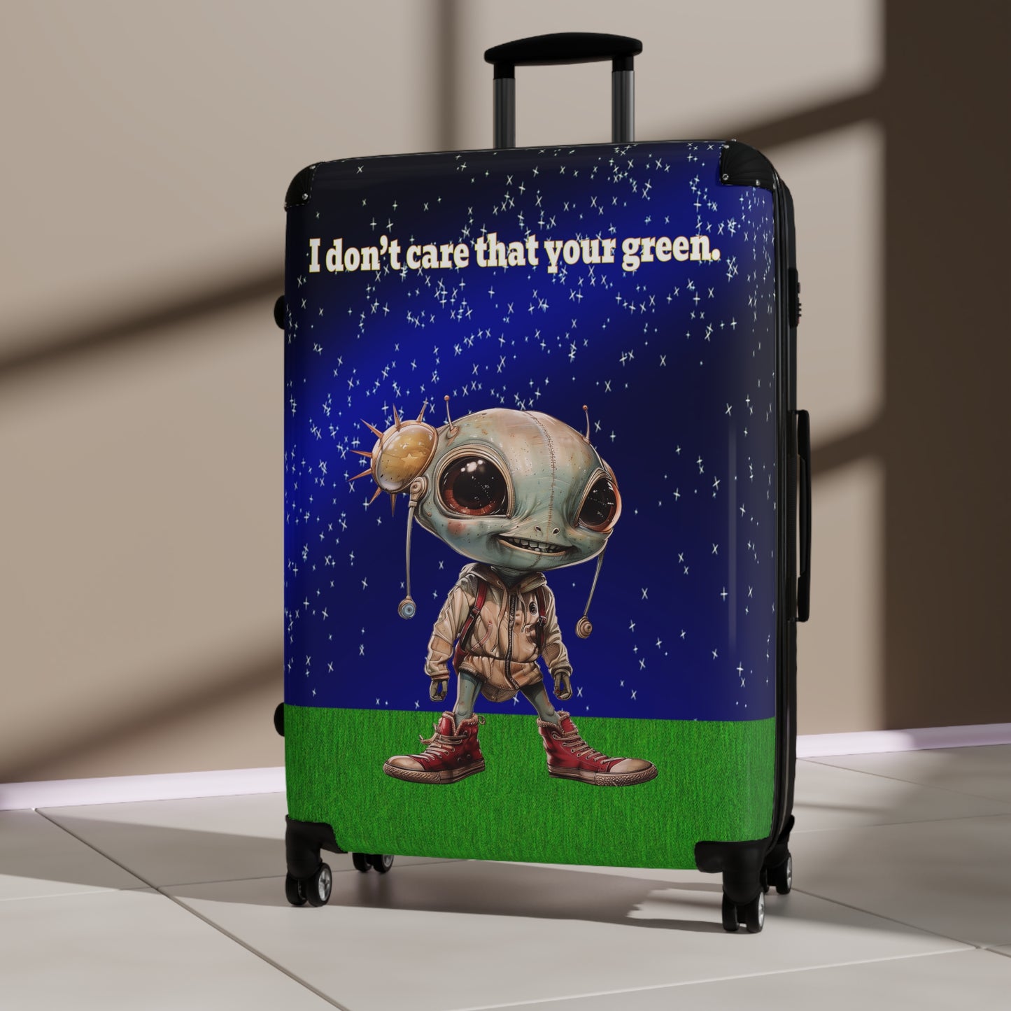 I don't care that your green - Suitcase ('snoops' background)