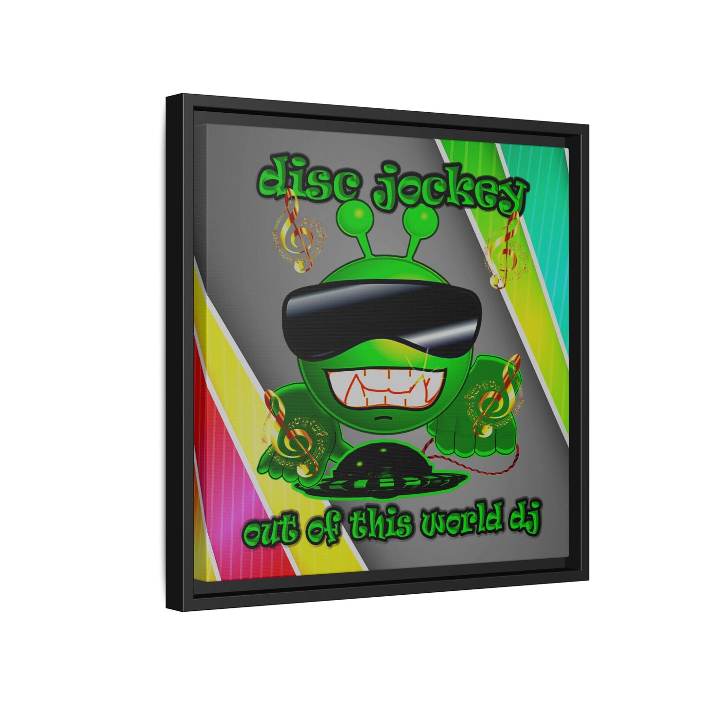 disc jockey - framed canvas art (rainbow split)