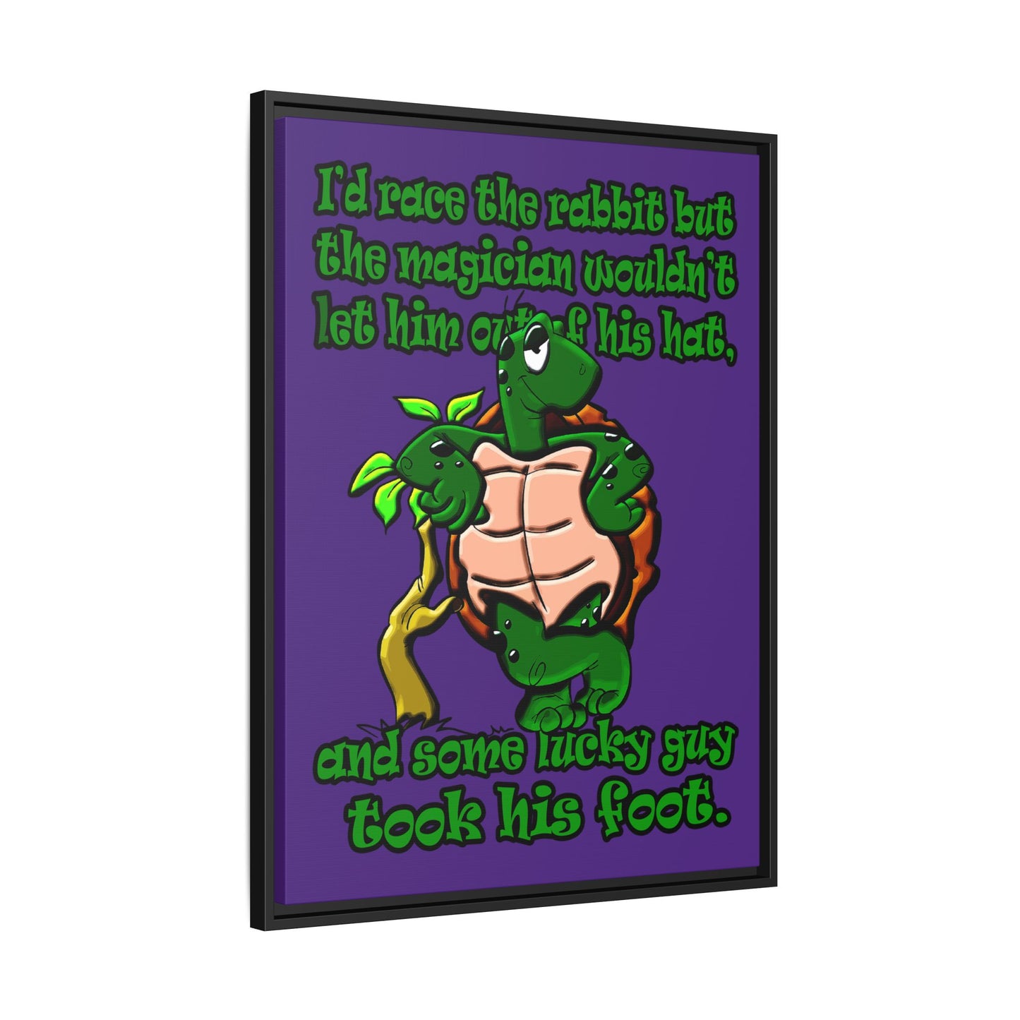 turtle race - framed canvas art (purple)