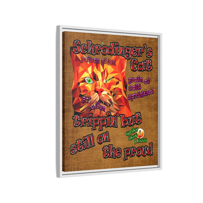 schrodinger's cat - framed canvas art (brown papyrus)