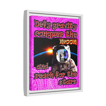 defy conquer reach - framed canvas art (pink swirl)