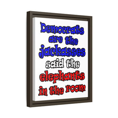 donkeys and elephants - framed canvas art (white)
