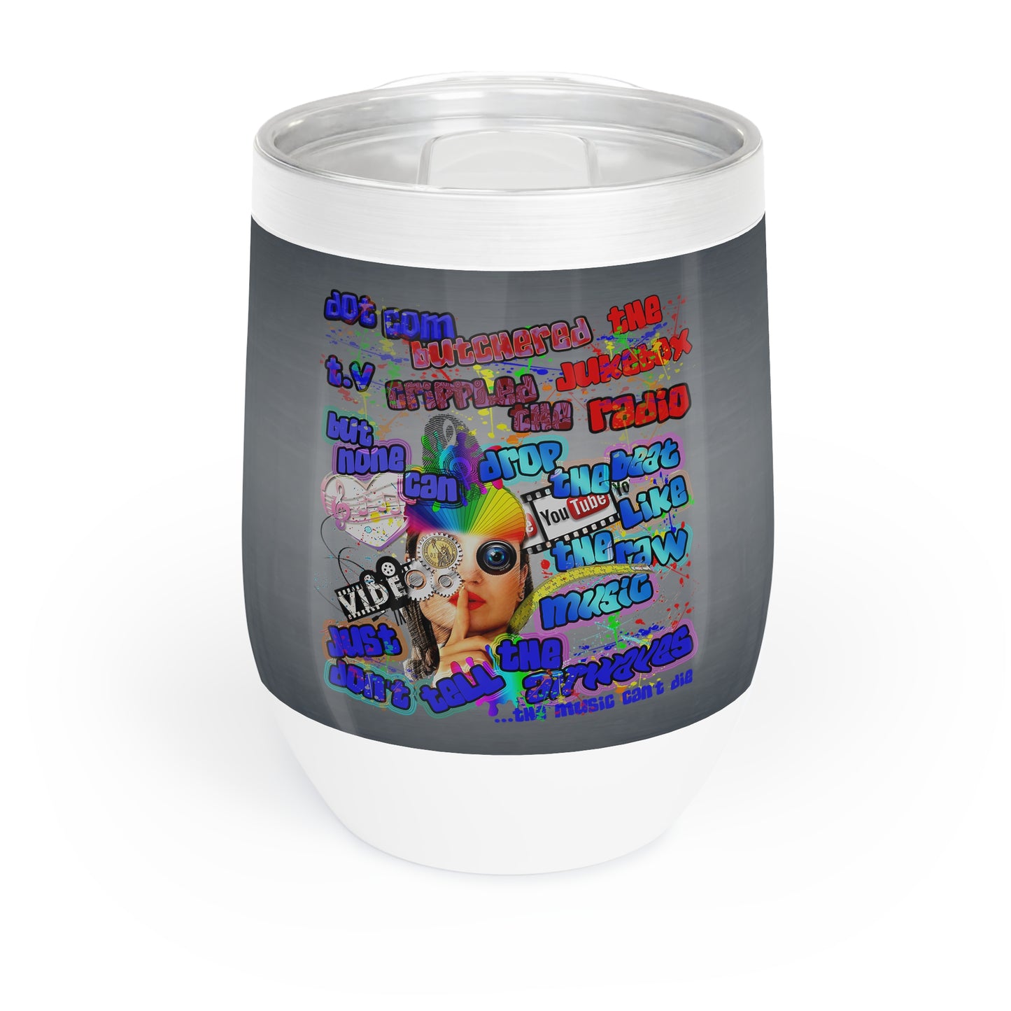 drop the beat - Chill Wine Tumbler  (grey-light grey)