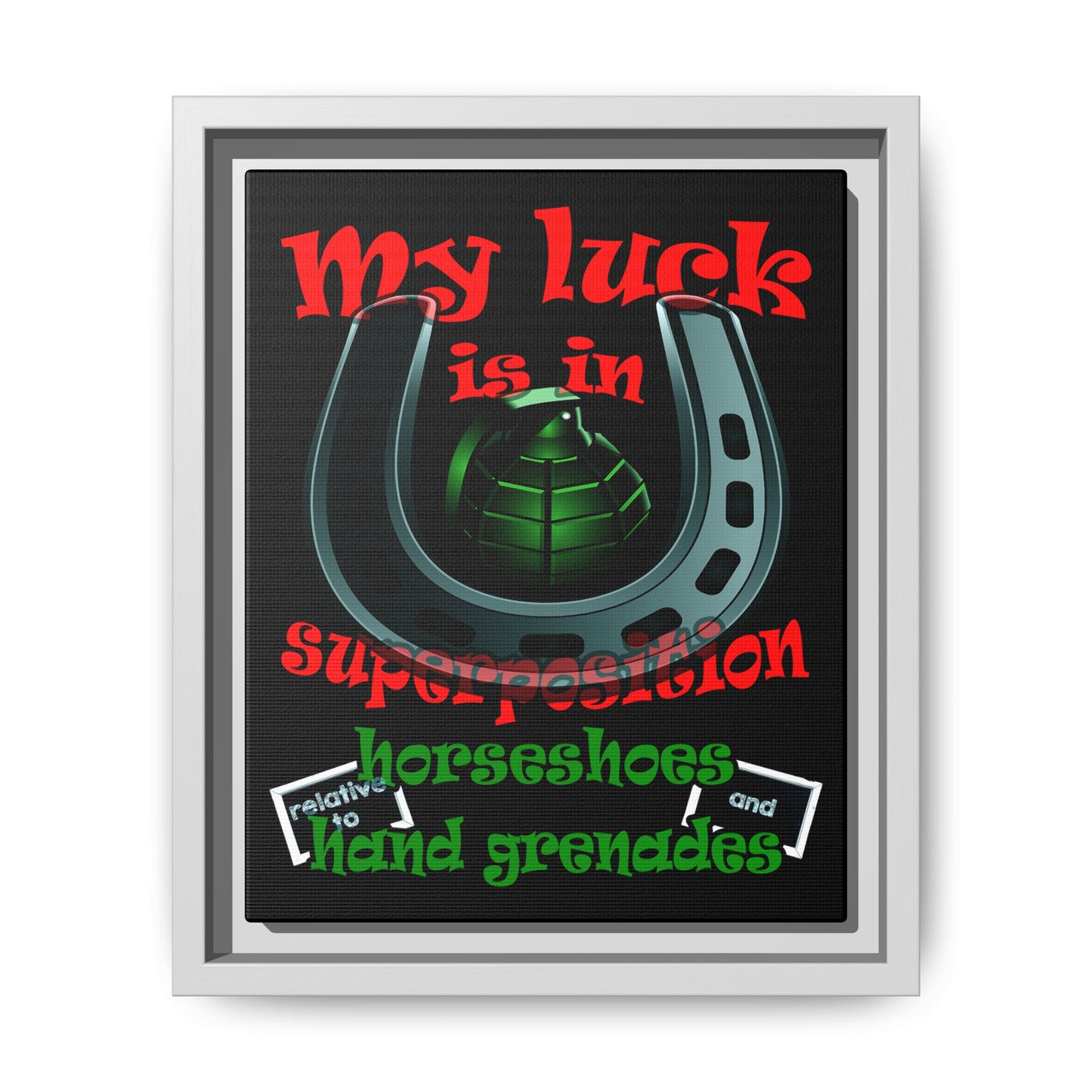 my luck - framed canvas art (black)