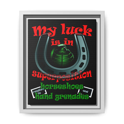 my luck - framed canvas art (black)