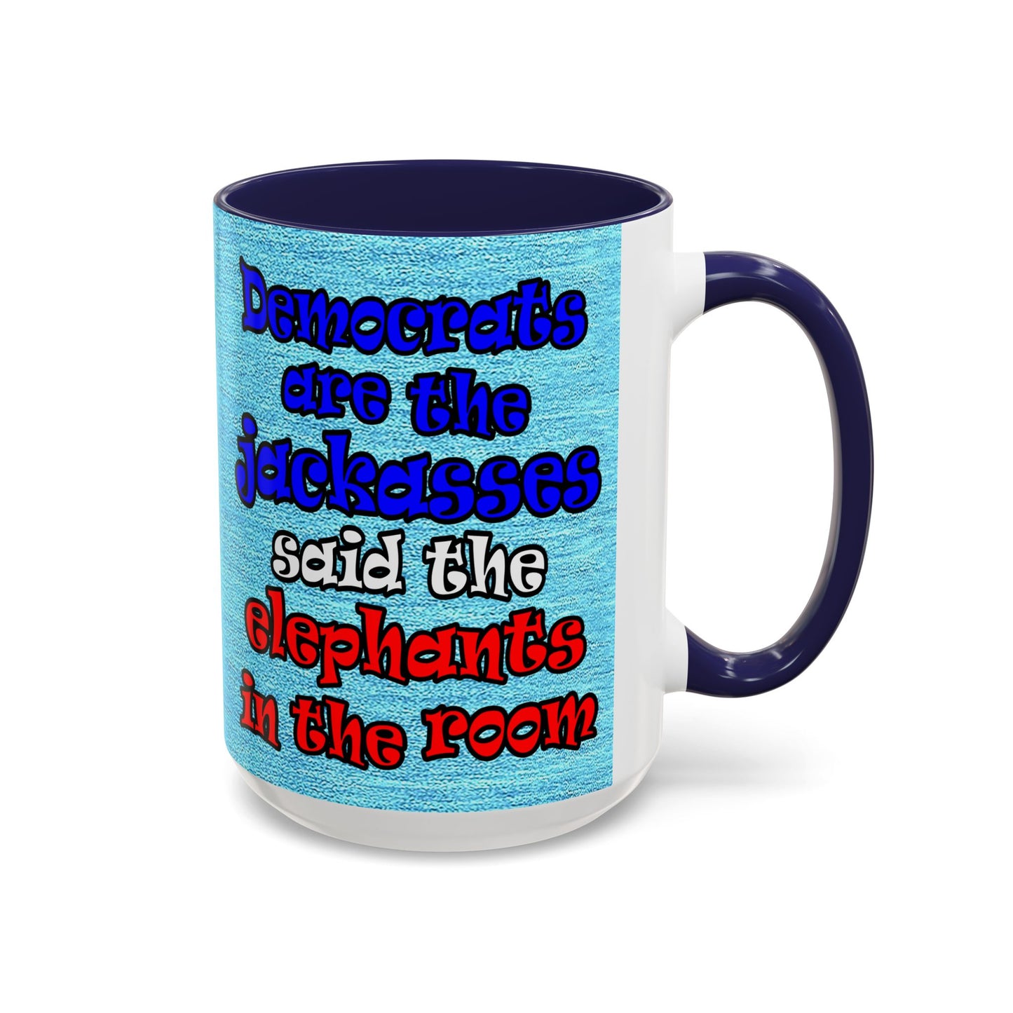 donkeys and elephants - Accent Mug (faded blue)