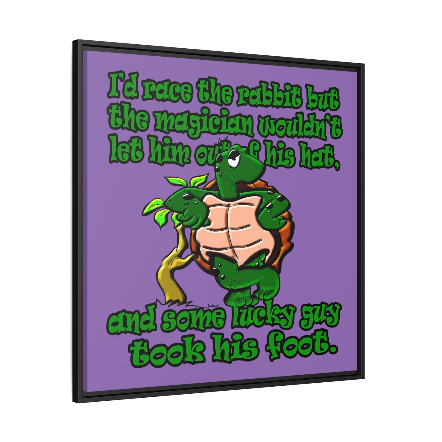 turtle race - framed canvas art (light purple)