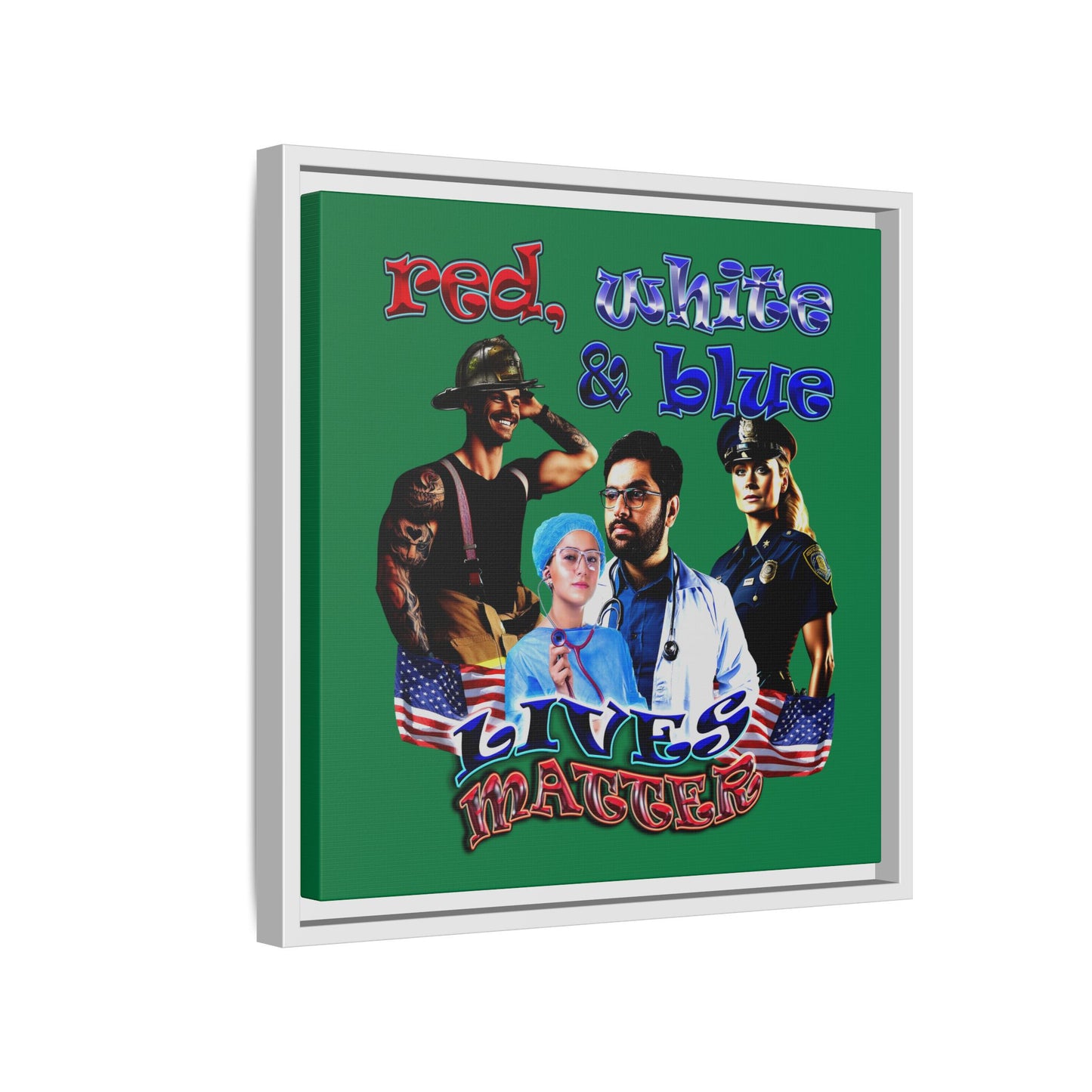 rw&b lives matter - framed canvas art (dark green)