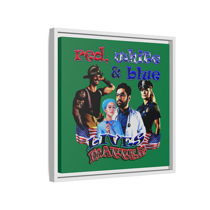 rw&b lives matter - framed canvas art (dark green)