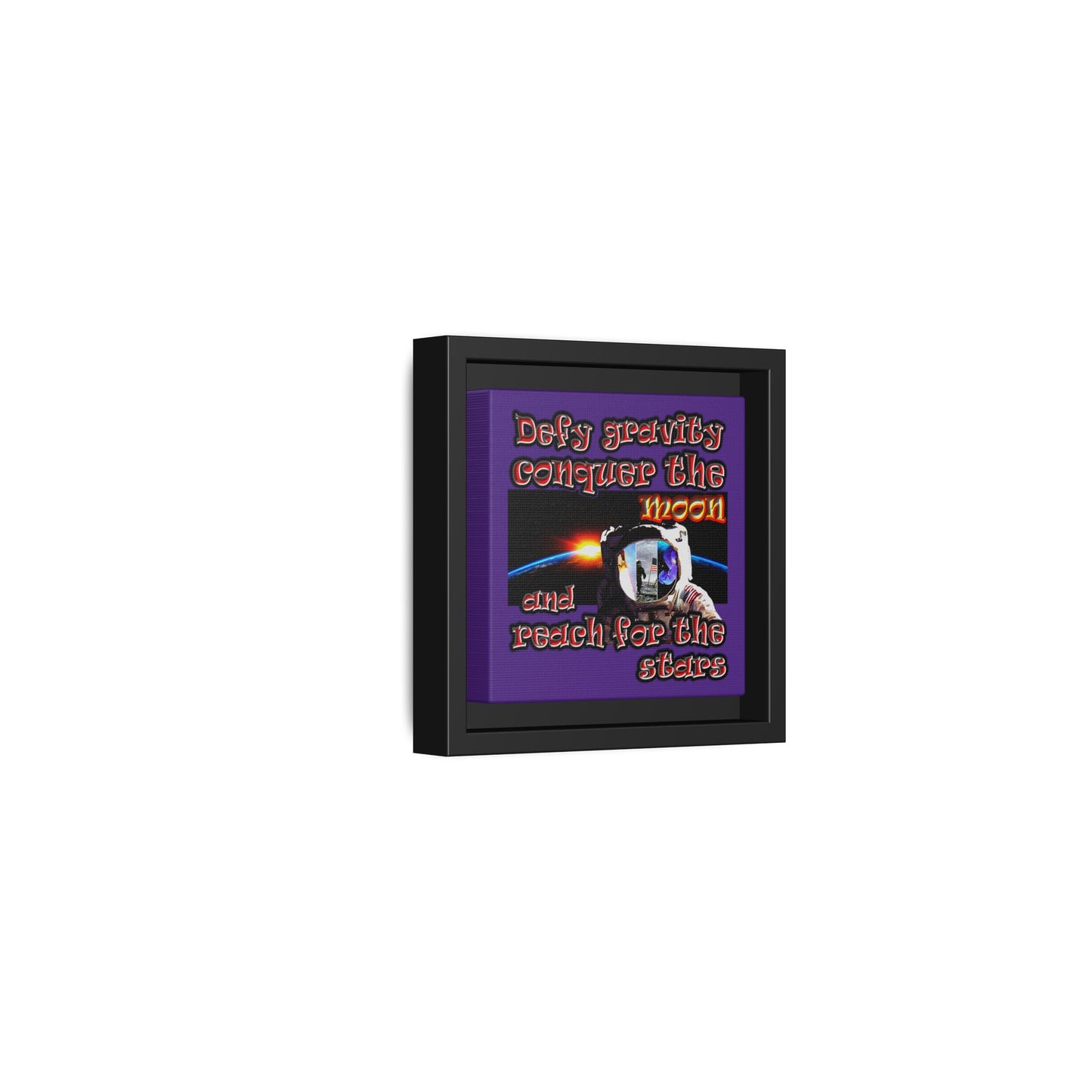 defy conquer reach - framed canvas art (purple)