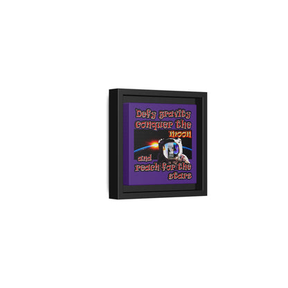 defy conquer reach - framed canvas art (purple)
